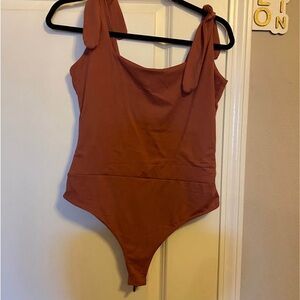 Rust Orange Bodysuit with Tie Straps